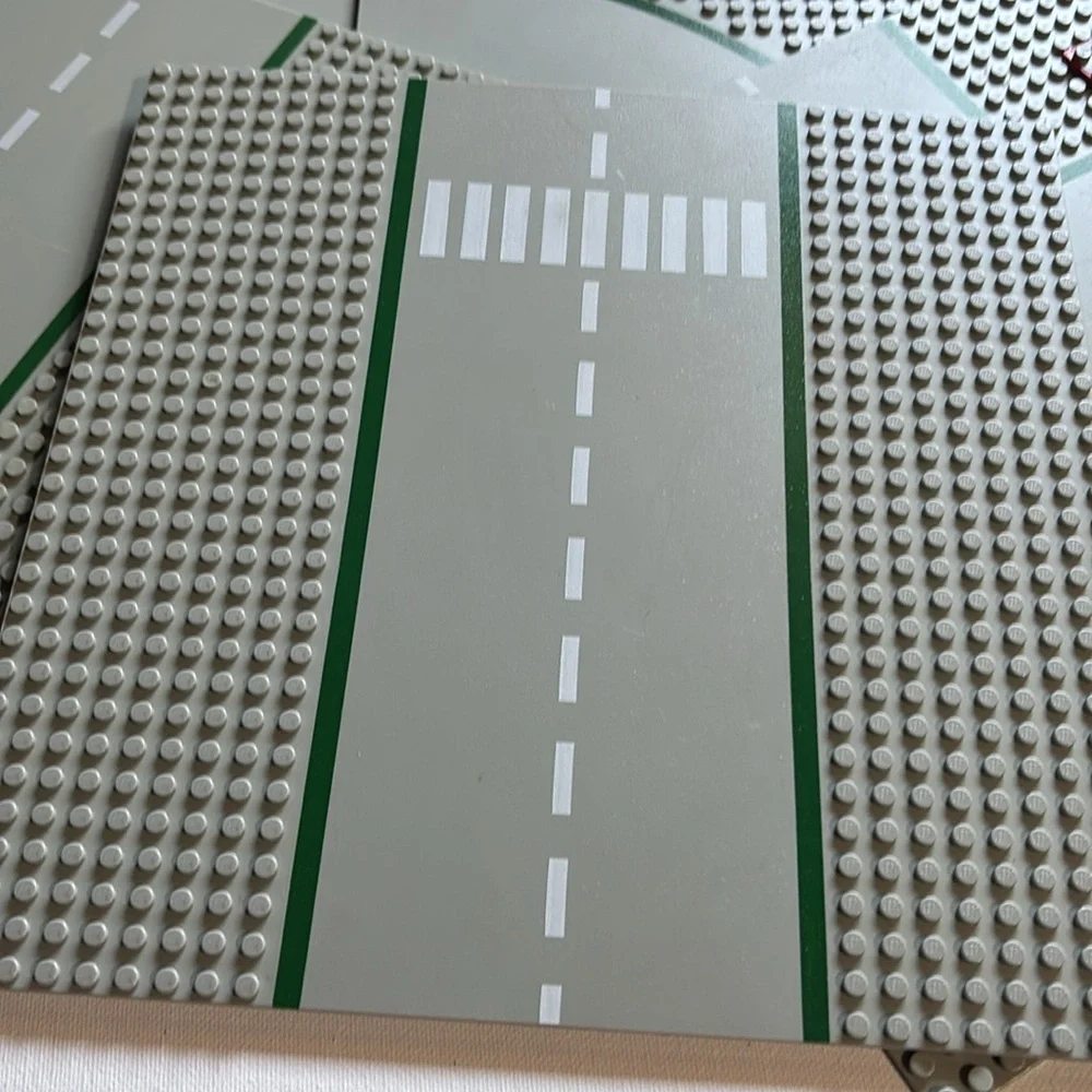 LEGO City  Road Base Plates LEGO City Street Gray Curve Crosswalk Straight 1978